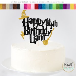 Benutzerdefinierte Zauberer Happy Birthday Cake Topper, Zauberer Geburtstag Party Dekoration, Zauberer Party Deko, Magische Geburtstag Party Zubehör