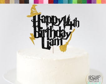 Custom Wizard Happy Birthday Cake Topper, Wizard Birthday Party Decorations, Wizard Party Decor, Magical Birthday Party Supplies