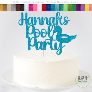 Custom Pool Party Cake Topper, Pool Birthday Party Decorations, Summer Birthday Party Supplies, Swimming Themed Birthday Decor