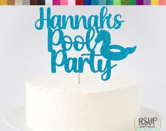 Custom Pool Party Cake Topper, Pool Birthday Party Decorations, Summer Birthday Party Supplies, Swimming Themed Birthday Decor