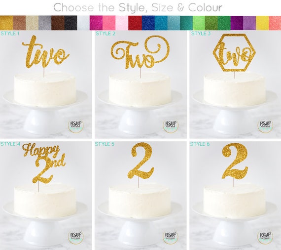 Two Cake Topper, 2 Cake Topper, Glitter 2 Sign, Happy 2nd Cake Topper, Second Birthday Decor, 2nd Birthday Decorations, 2nd Anniversary Il_570xn