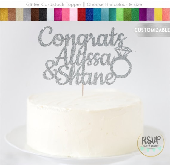 Custom Congrats Engagement Cake Topper, Custom Names Engaged Cake Topper, Personalized Engagement Party Decor, Engagement Party Supplies Il_570xn