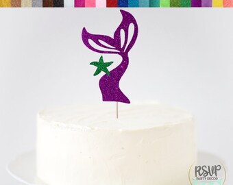 Sirène queue de gâteau, décorations de fête de sirène, sirène Baby Shower Cake Topper, décor de fête d’anniversaire de sirène, sous la fête de la mer