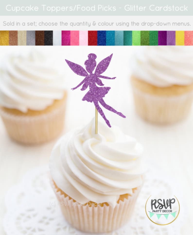 Fairy Cupcake Toppers, Fairy Food Picks, Fairy Party Decorations, Fairy Birthday Decor, Fairy Themed Shower, Faerie Cupcake Toppers image 3