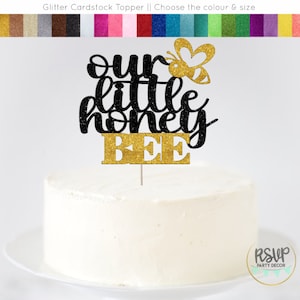 Our Little Honey Bee Cake Topper, Bee Baby Shower Cake Topper, Honey Bee Gender Reveal Party Decor, Spring Garden Honeybee Baby Shower Decor