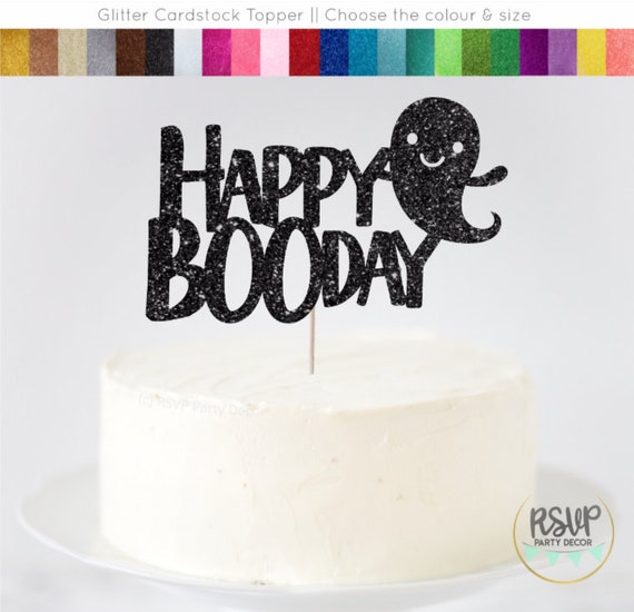 Happy BOOday Cake Topper, Halloween Birthday Cake Topper, Halloween Birthday Party Decorations, Glitter Happy Boo Day Sign Il_570xn