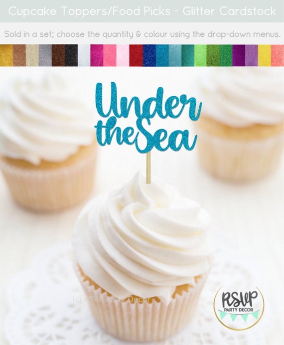 Under The Sea Cupcake Toppers, Mermaid Birthday Party Decor, Ocean