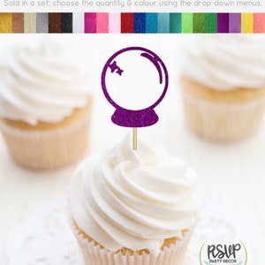 Crystal Ball Cupcake Toppers, Psychic Party Decor, Witch Birthday Party Decor, Gem Birthday Party Decor, Crystal Party Decorations