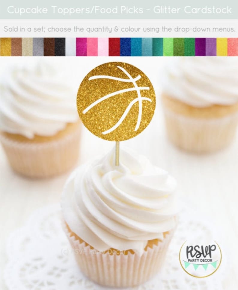 Basketball Cupcake Toppers Basketball Food Picks Basketball Etsy