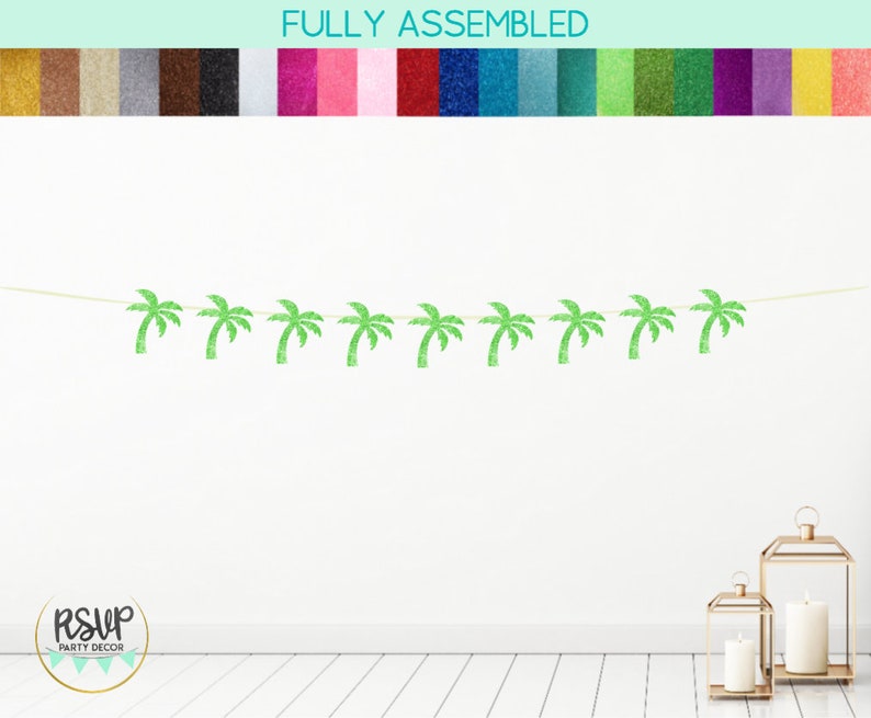 Palm Tree Garland, Palm Tree Banner, Tropical Party Decorations, Hawaiian Theme Party Decor, Luau Birthday Decor, Beach Party Decorations image 2
