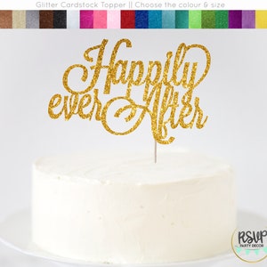 Happily Ever After Cake Topper, Fairytale Wedding Cake Topper, Storybook Wedding Decor, Glitter Happily Ever After Sign, Wedding Cake Topper