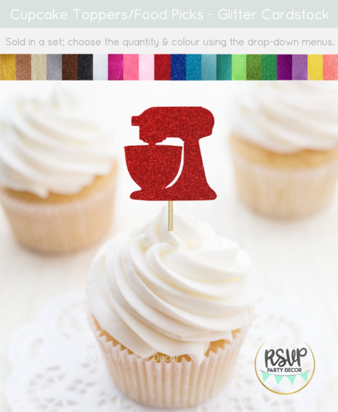 Stand Mixer Cupcake Toppers Bakery Party Decor Bakery 1st Etsy