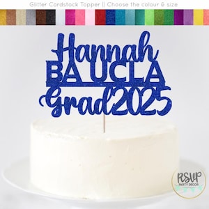 Benutzerdefinierte Uni Grad Kuchen Topper, College Graduierung Kuchen Topper, Uni grad Partydekoration, Bachelor Cake Topper, Schul Topper