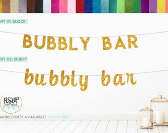 Bubbly Bar Banner, Bubbly Bar Sign, Mimosa Bar Banner, Drinks Banner, Champagne Banner, Glitter New Years Banner, Gold Bridal Shower Banner
