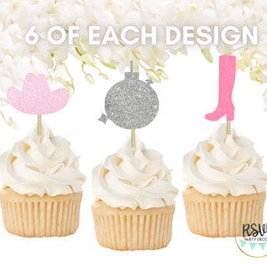 18 PCS Disco Cowgirl Cupcake Toppers, Disco Cowgirl Bachelorette Decorations, Let&#39;s Go Girls Bachelorette Theme, Country Bachelorette Decor