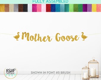 Banner de Mamá Ganso, decoraciones para baby shower de ganso, artículos para baby shower de Silly Goose, baby shower de cuadros, decoración para baby shower de género neutro
