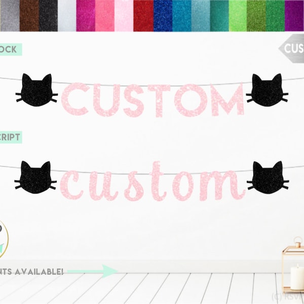 Custom Cat Banner, Kitty Themed Party Decorations, Cat Themed Banner, Halloween Banner, Kitty Cat Birthday Party Decor, Cat Party Supplies