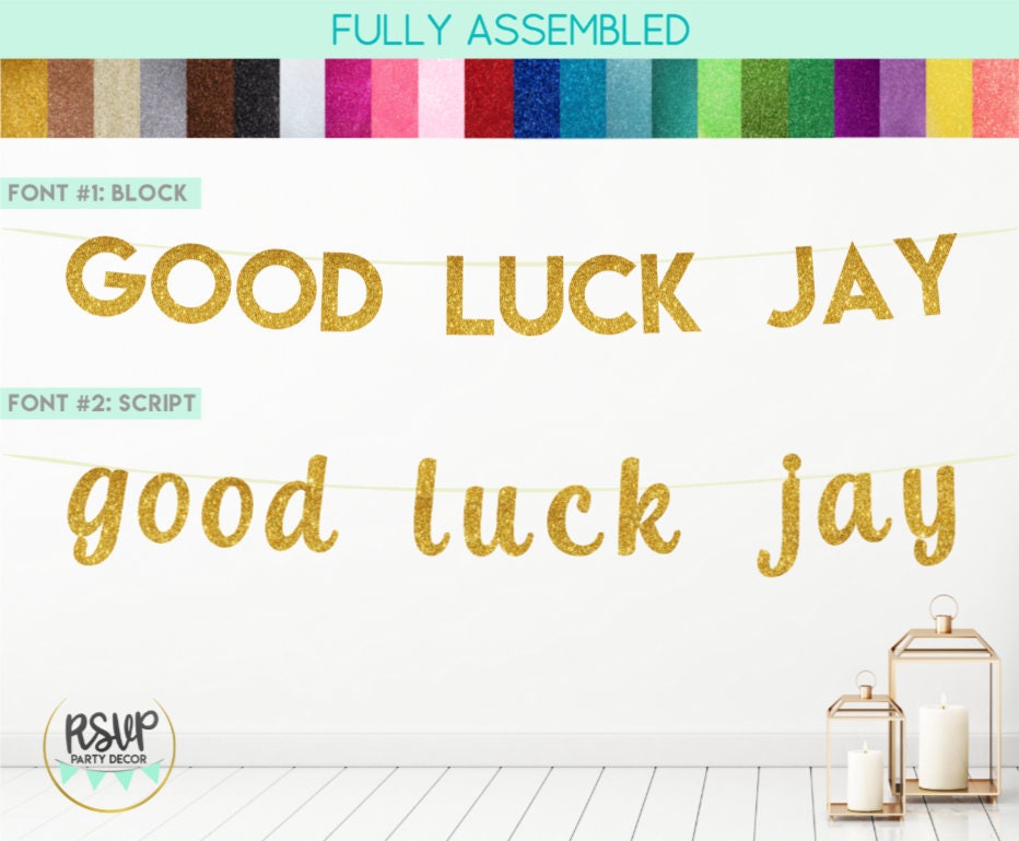 Custom Good Luck Banner Good Luck Name Sign Personalized Etsy