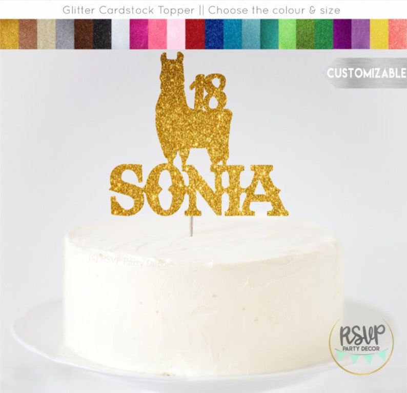 Custom Llama Cake Topper, Personalized Llama Party Decorations, Llama Themed Birthday, Cactus Theme Party, Fiesta Cake Topper image 1