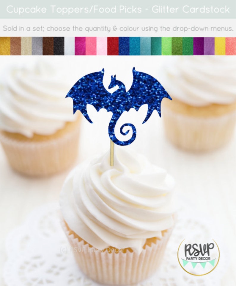 Dragon Cupcake Toppers Dragon Food Picks Dragon Party Etsy UK