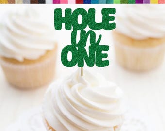 Hole-in-one cupcaketoppers, decor golf 1e verjaardagsfeestje, decor golfspeler voor eerste verjaardag, hole-in-one decoraties 1e verjaardag