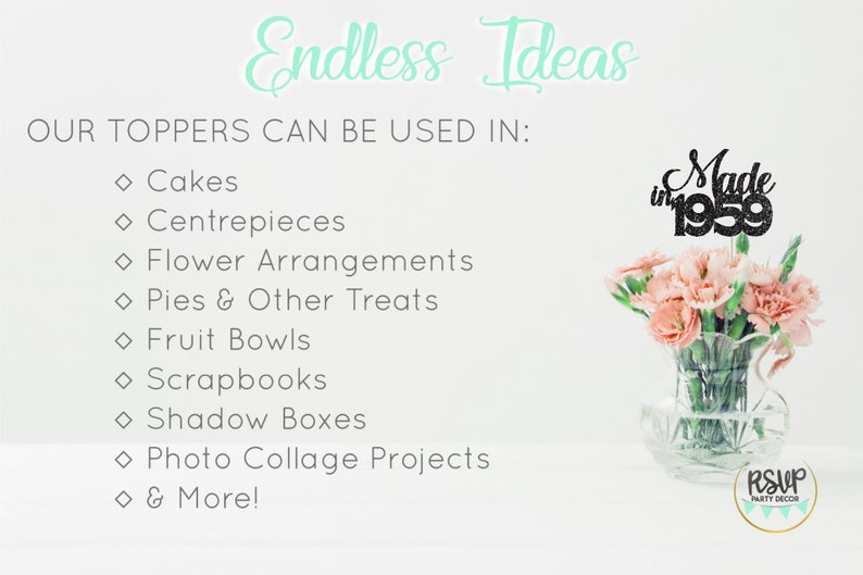 Cheers to 60 Made in 1959 Sign Established in 1959 60th Anniversary Cake Topper 60th Birthday Cake Topper Made in 1959 Cake Topper