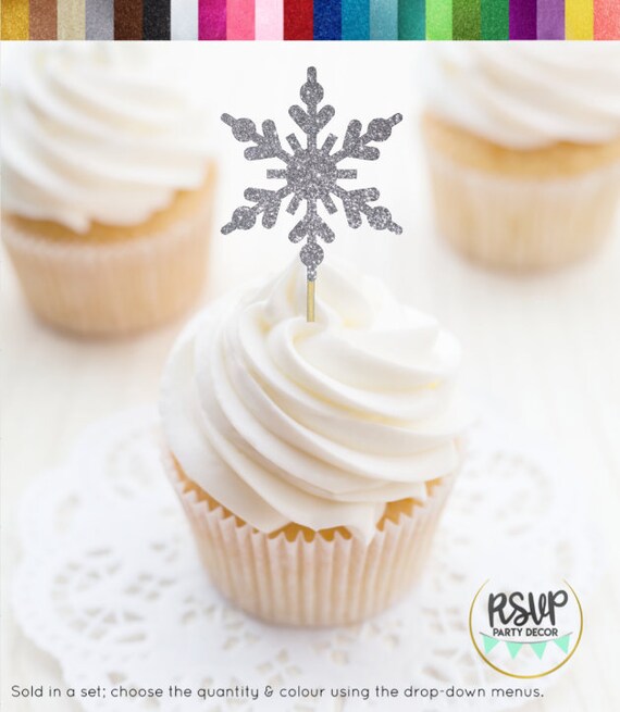Snowflake Cupcake Toppers, Winter Cupcake Toppers, Snowflake Food Picks, Baby It's Cold Outside, Christmas Cupcake Toppers, Winter Party Il_570xn