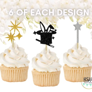 18 PCS Magician Cupcake Toppers, Magician Birthday Party Decorations, Magic Party Decor, Magical Birthday Decor, Magician Baby Shower