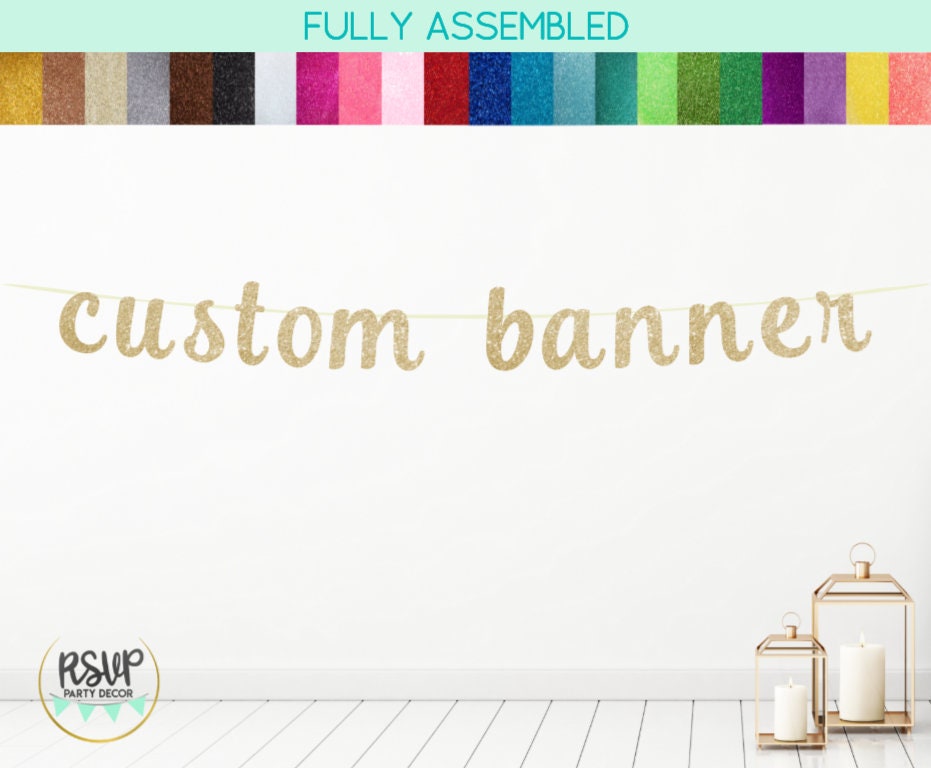 Personalized Letter Banner in Script Font Custom Party Etsy
