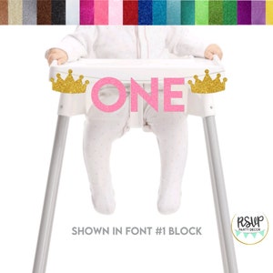 Crown One Highchair Banner, Princess 1st Birthday Party Decor, ONE-ce Upon A Time Birthday Party Decor, Girl First Birthday Cake Smash Sign