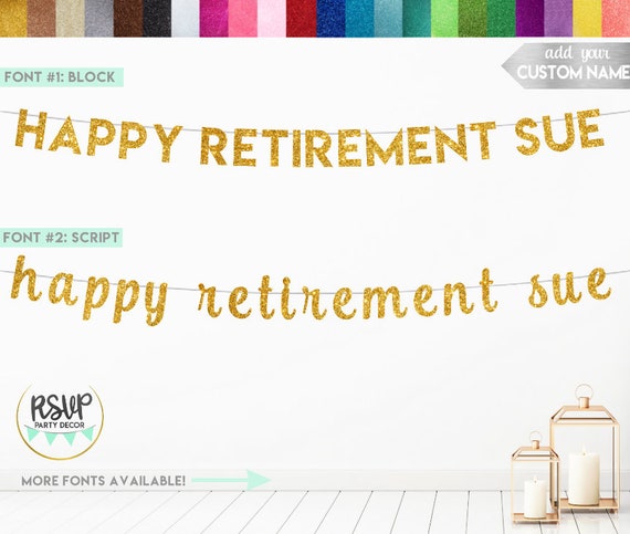 Custom Happy Retirement Banner Happy Retirement Name Sign Etsy