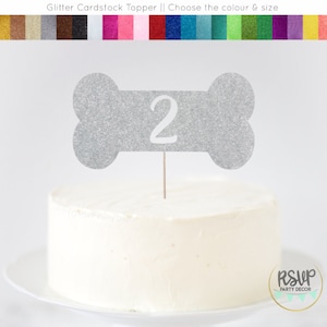 Custom Dog Bone Cake Topper, Puppy Party Decorations, Dog Birthday Party Decor, Barkday Party Decor, Let&#39;s Pawty Cake Topper, Age Dog Topper