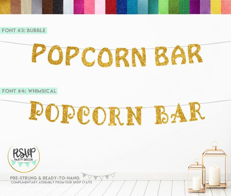 Popcorn Bar Banner Popcorn Bar Sign Popcorn Station Banner Etsy