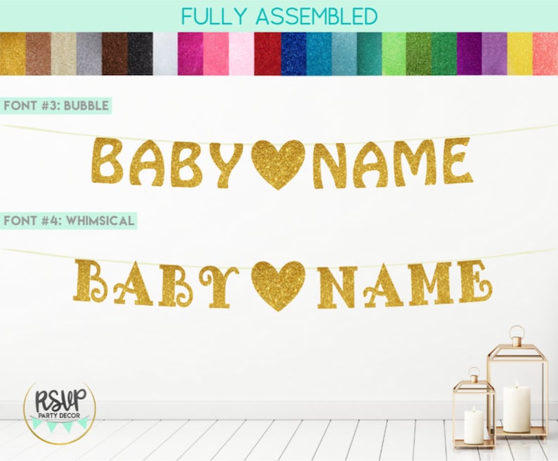 Custom Baby Name Banner Personalized Baby Shower Banner Baby Etsy