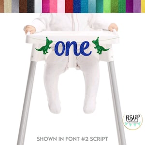 Dinosaur One High Chair Banner, T-Rex First Birthday Party Decor, Dinosaur 1st Birthday Party Decor, Oneasaurus Decorations