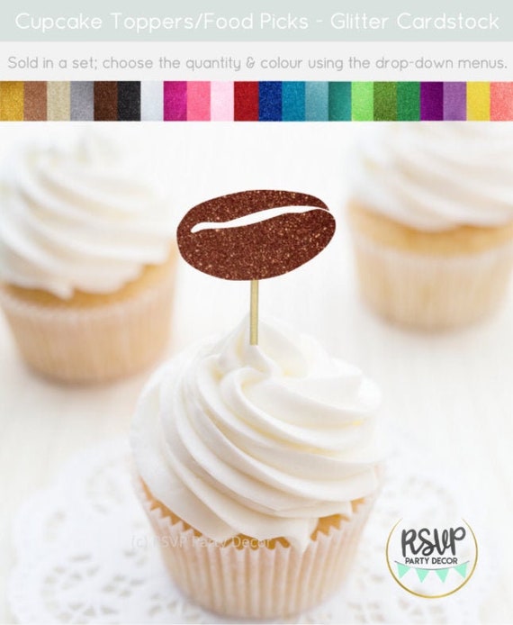 Coffee Bean Cupcake Toppers, Coffee Party Decorations, Coffee Bridal