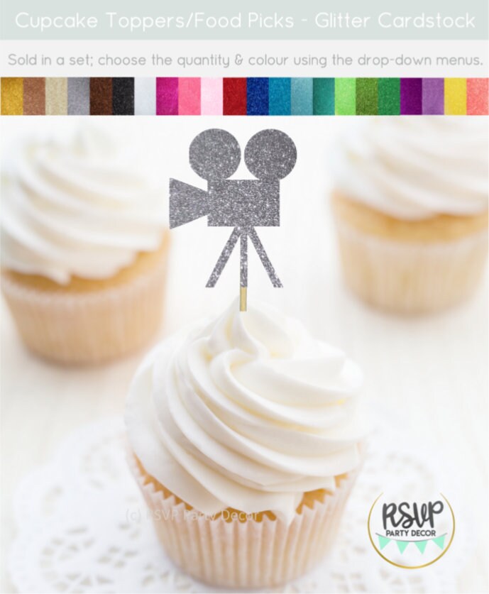 Buy Video Camera Cupcake Toppers, Film Reel Food Picks