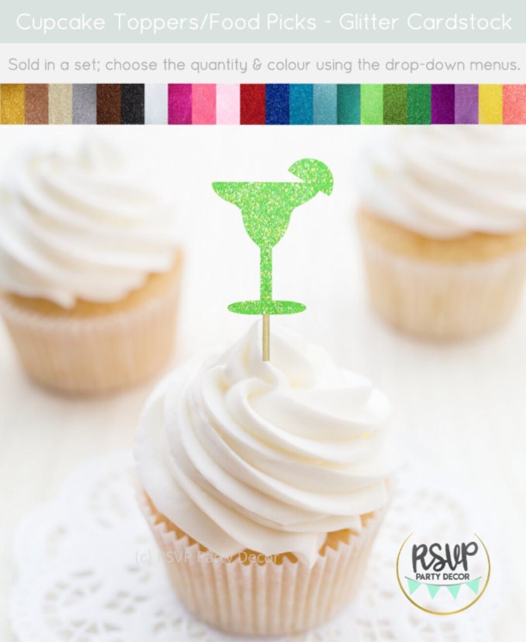 Margarita Cupcake Toppers, Cinco De Mayo Party Decor, Mexican Birthday