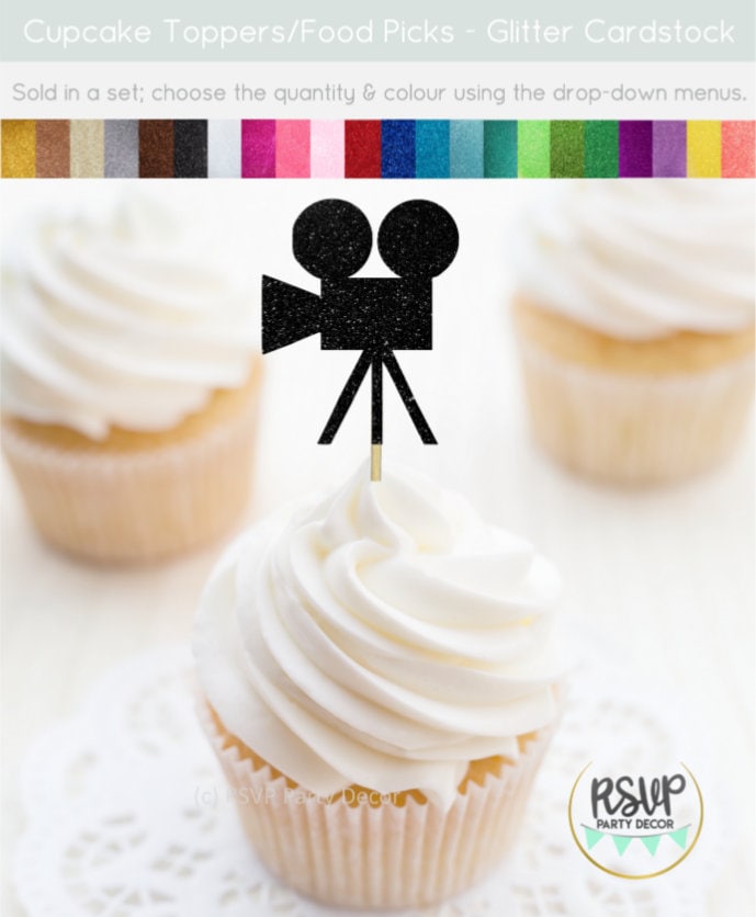 Video Camera Cupcake Toppers, Film Reel Food Picks, Hollywood Themed Party  Decor, Film School Graduation, Movie Toppers, Cinema Birthday 