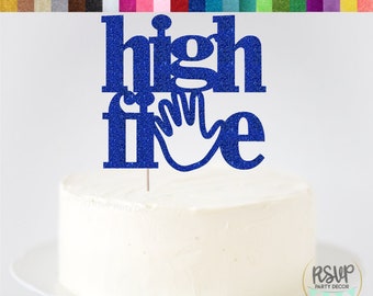 High Five Cake Topper, 5th Birthday Cake Topper, Fifth Birthday Party Decorations, Funny 5th Birthday Sign, Hi Five Cake Topper