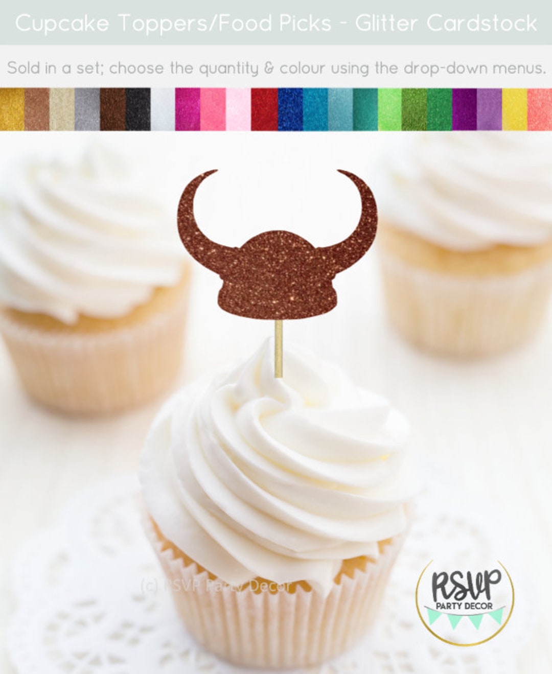 Viking Helmet Cupcake Toppers, Viking Food Picks, Viking Party Decorations, Medieval Birthday