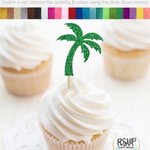 Palm Tree Cupcake Toppers, Palm Tree Party Decorations, Tropical Cupcake Toppers, Beach Themed Party Decorations, Beach Wedding Decor image 5