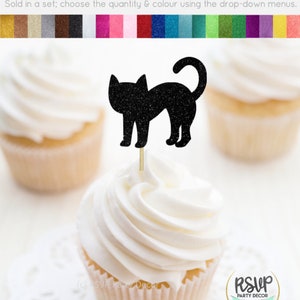 猫のカップケーキ トッパー、子猫のカップケーキ トッパー、猫のフード ピック、子猫のパーティー デコレーション、猫の誕生日デコレーション、ハロウィンの猫のカップケーキ トッパー