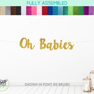Banner Oh Babies, decorazioni per baby shower per gemelli, banner per gemelli, ghirlanda Due With Two, baby shower condiviso, decorazioni per baby shower per gemelli