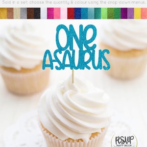 One A-Saurus Cupcake Toppers, Dinosaur 1st Birthday Party Decor, Dinosaur Party Decor for First Birthday, Oneasaurus Toppers, One A Saurus