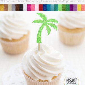Palm Tree Cupcake Toppers, Palm Tree Party Decorations, Tropical Cupcake Toppers, Beach Themed Party Decorations, Beach Wedding Decor image 4