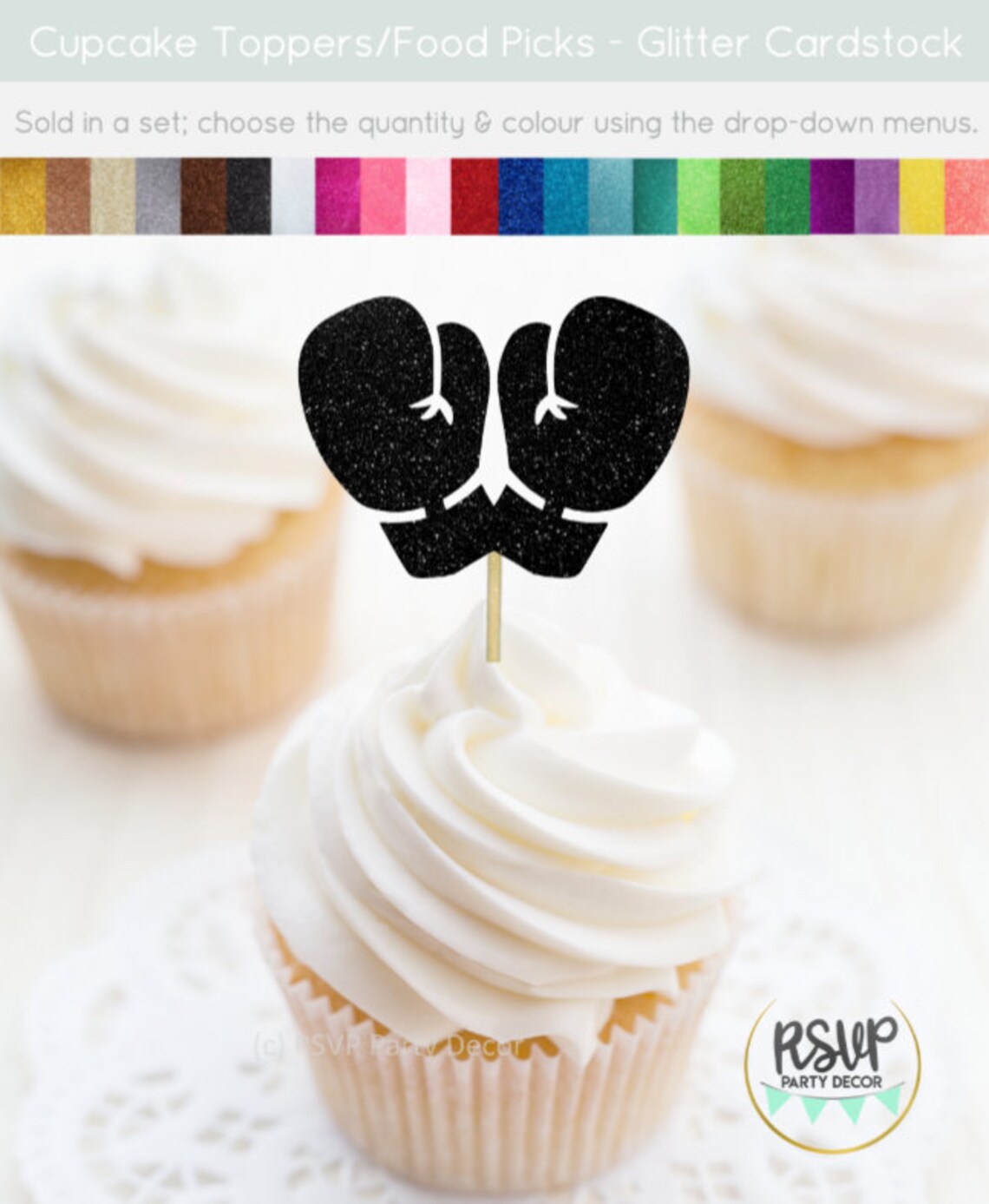 Boxing Gloves Cupcake Toppers Fitness Cupcake Toppers Boxer Etsy