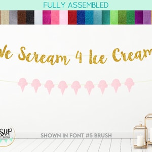We Scream 4 Ice Cream Banner, Ice Cream 4th Birthday Party Decor, Ice Cream Garland, Twins 4th Birthday Party Decor, Summer 4th Birthday