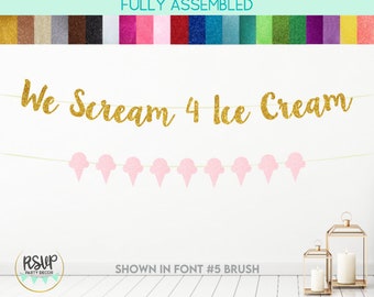 We Scream 4 Ice Cream Banner, Ice Cream 4th Birthday Party Decor, Ice Cream Garland, Twins 4th Birthday Party Decor, Summer 4th Birthday