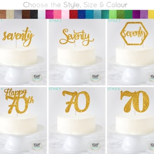 Seventy Cake Topper, 70 Cake Topper, 70th Birthday Decor, 70th Decorations, Seventieth Cake Topper, 70th Anniversary Decorations